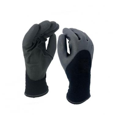 Black PVC Foam Glove Coated Winter Gloves-PVC1355DS-BLK