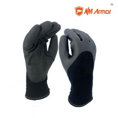 Black PVC Foam Glove Coated Winter Gloves-PVC1355DS-BLK