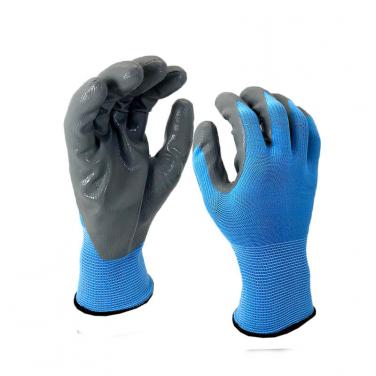 EN388:3121X Smooth Nitrile Dipped Palm Work Glove-NY1350P-BL/GR