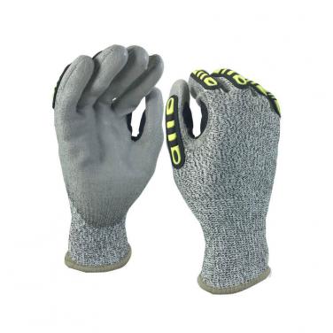 EN388:2016: 4X43C CUT 3 cut resistant TPR protection ansi standard grey PU coated gloves-DY110-PU-H-AC