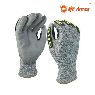 EN388:2016: 4X43C CUT 3 cut resistant TPR protection ansi standard grey PU coated gloves-DY110-PU-H-AC