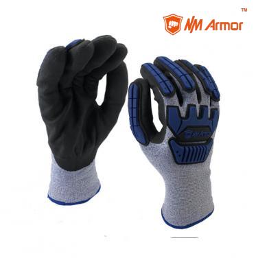 EN388:4544EP Cut level 5 resistant gloves TPR production mechanic impact gloves antivibration-DY1350DF-AC