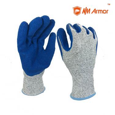 EN388:4X44C HPPE cut-proof blue latex coated cut resistant gloves-DM1350GR/B