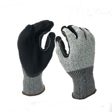 Anti-cut sandy finish nitrile working gloves HPPE cut resistant gloves-DY1350S-KR