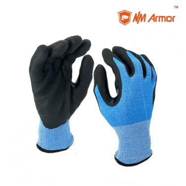 EN388:4X42C  nitrile blue work gloves foam nitrile gloves cut gloves-DY1350F-H-B/BLK