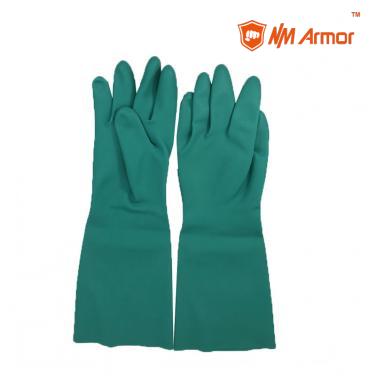 EN388:3101X Long gloves water-proof green industrial nitrile gloves-US11205-UL-L