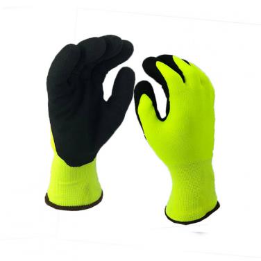 Hi-viz sandy finish nitrile winter use safety gloves-NBR1350DS-HY/BLK