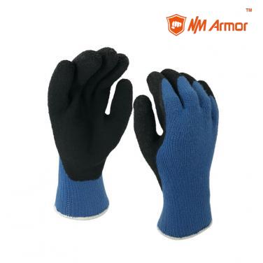 EN388:2141X Winter hand gloves winter latex working gloves acrylic gloves-NM0075F-BL/BLK