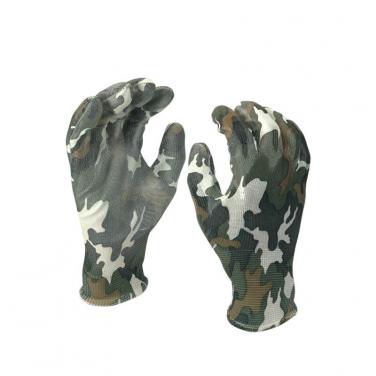 EN388:3121X Polyester Camouflage Printing Garden Pu Gloves Garden Gloves Flower -PU1350FP