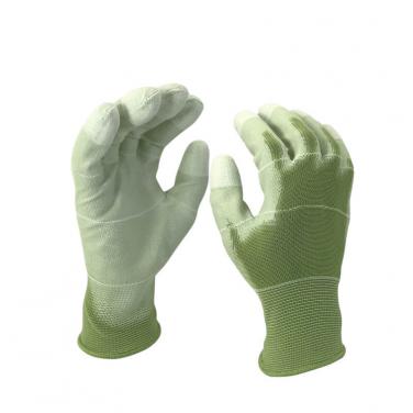 EN388:3121X 13 Gauge Polyester Knitted Liner PU Palm Coated Work Gloves PU1350PU3-GN/W