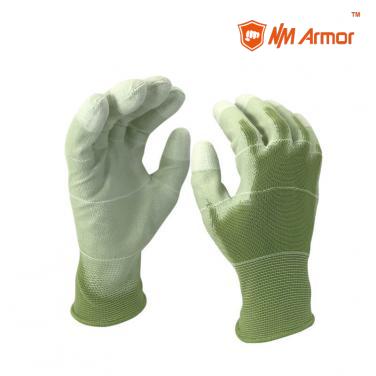 EN388:3121X 13 Gauge Polyester Knitted Liner PU Palm Coated Work Gloves PU1350PU3-GN/W