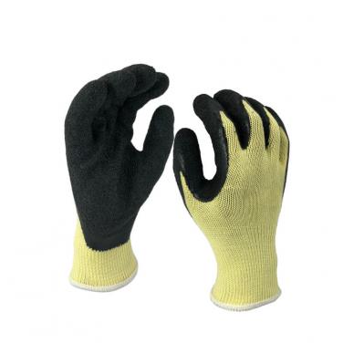 EN388:2142X Latex Dipping Polycotton Construction Gloves -NM10902-Y/BLK
