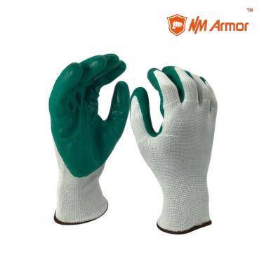 EN388:3121X Polyester nitrile industrial gloves black rubber gloves-NY1350P-W/GN