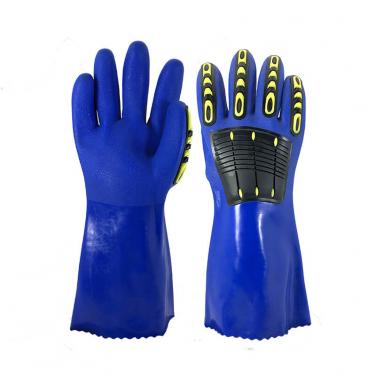 30cm PVC resistant chemical industrial glove with TPR design resistant impact resistant oil-PVC1380AC-B