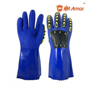 30cm PVC resistant chemical industrial glove with TPR design resistant impact resistant oil-PVC1380AC-B