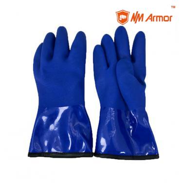 Blue waterproof pvc safety gloves winter safety glove- PVC1380BR-T