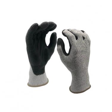 EN388:4X42C work gloves with logo ansi a4 cut gloves personal protective equipment safety glove-PU110-PU-H-A4-GR/BLK