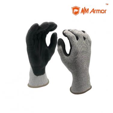 EN388:4X42C work gloves with logo ansi a4 cut gloves personal protective equipment safety glove-PU110-PU-H-A4-GR/BLK