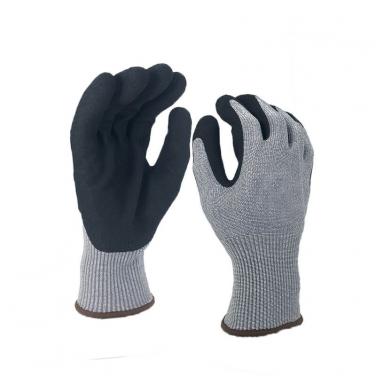 EN388:4X42C U2 liner coated glove nitrile industrial ANTI CUTTING GLOVES-DY1350F-H-U2-GR/BLK