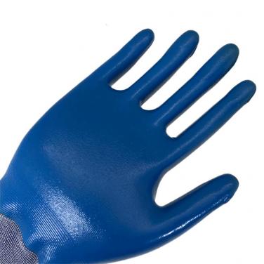 EN388 2016: 2121X Navy blue gloves 18 gauge nitrile fully coated glove -NY1859-NV