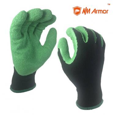 EN388:2142X hand gloves latex grip coated building gloves- NM10902-BLK/GN
