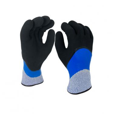Thermal warm fleece-lined latex gloves anti-cut safety glove- DM1359DF-BL/BLK