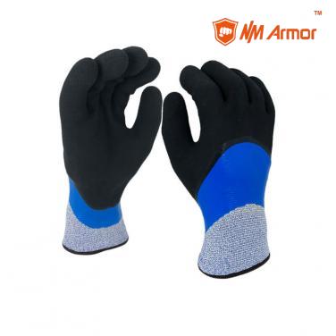 Thermal warm fleece-lined latex gloves anti-cut safety glove- DM1359DF-BL/BLK