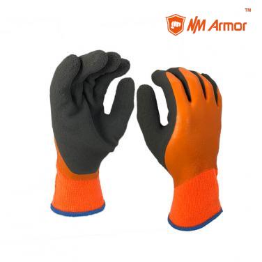 Warm winter work gloves latex grips design your own gloves-NM1359DF-OR/BLK