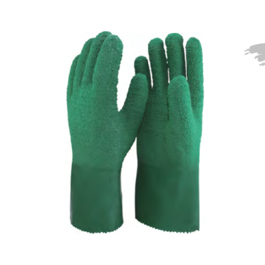 Green Latex crinkle fully dipped glove protective gloves- RB7530-GN