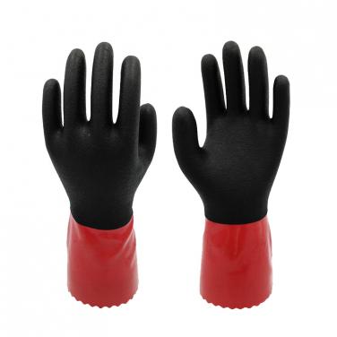 PVC&NBR Long Cuff Chemical Resistant Oil Resistant Construction Safety Gloves - PVC1859DC