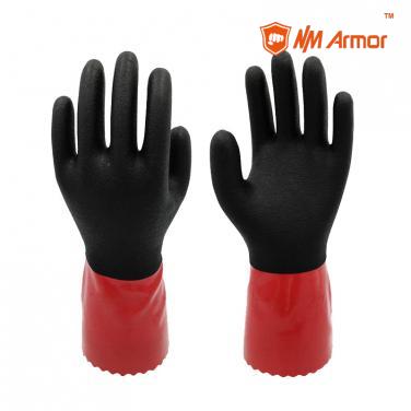 PVC&NBR Long Cuff Chemical Resistant Oil Resistant Construction Safety Gloves - PVC1859DC