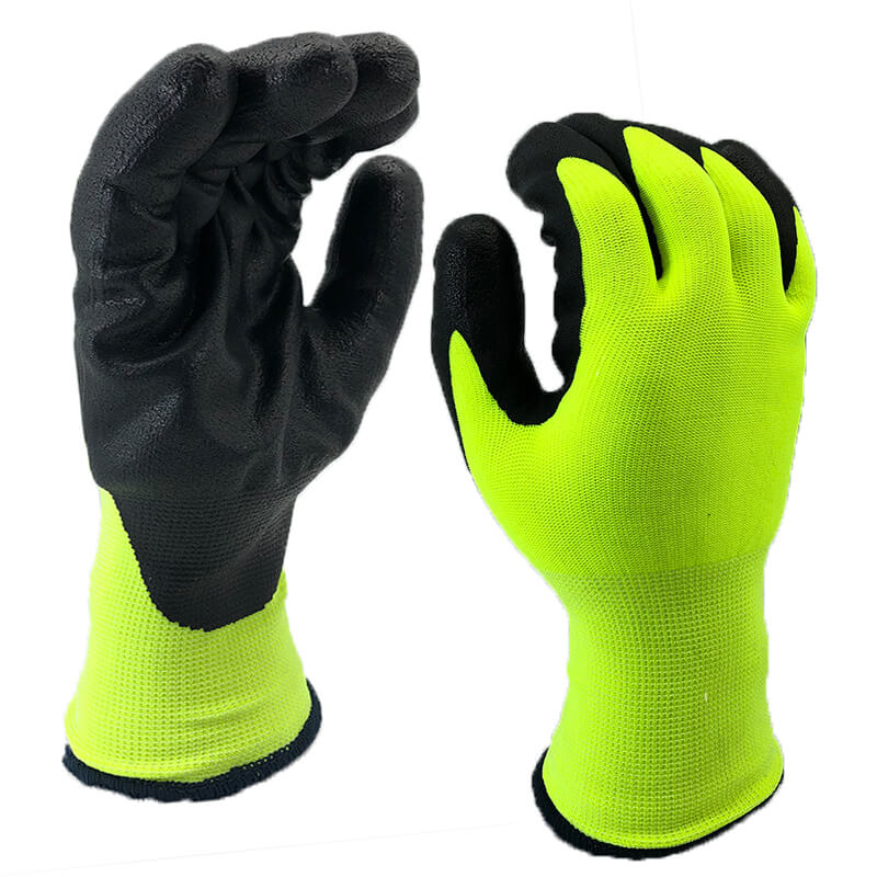 13 gauge & 7 Gauge winter warm double liner nitirle foam coating Max Flex Gloves-NY1350DFRB-HY/BLK