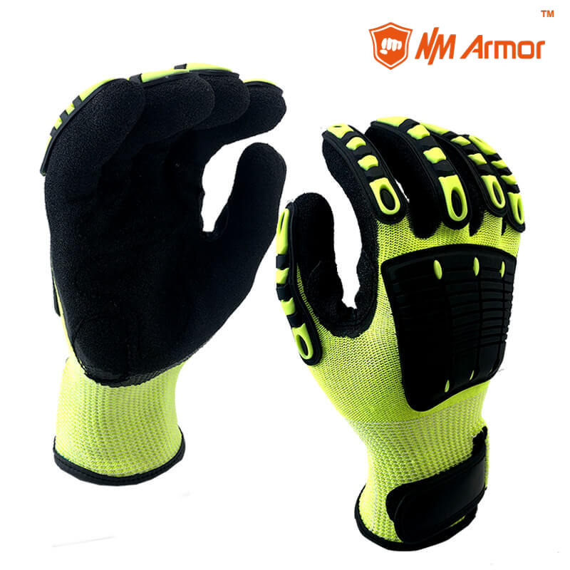 EN388:4544EP Anti shock cut resistant high impact safety resistant gloves - DY1350AC-HY/BLK