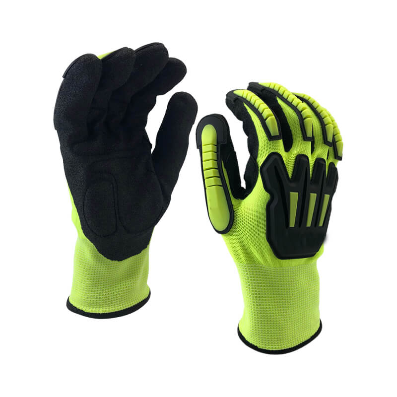 Hi-viz Yellow Nylon Coated Nitrile Mechanical Anti-Impact-NY1350AC-HY02