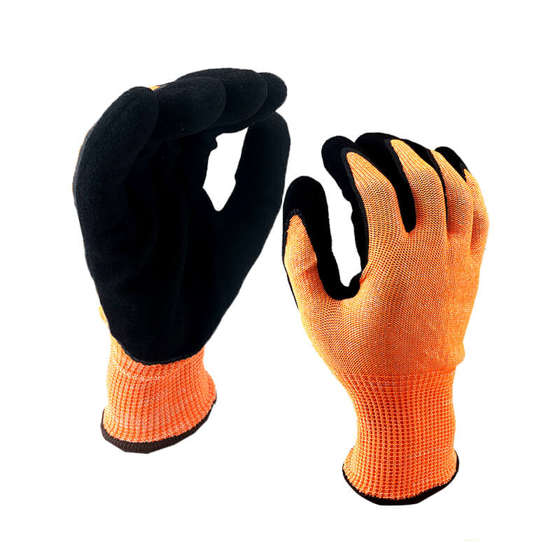 ANSI CUT 5 Orange Safety Nitrile Glove Slip Resistant Ansi Work Gloves - DY1350DS-OR/BLK