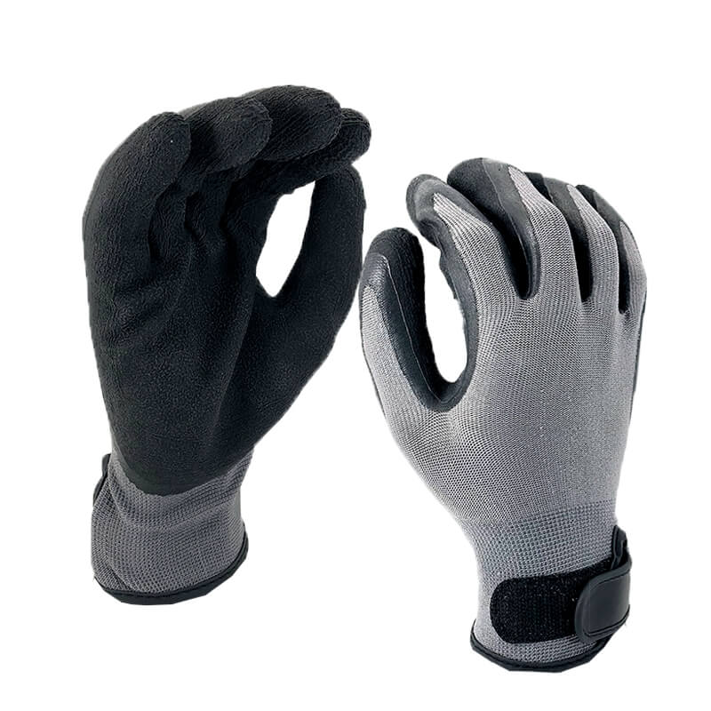 EN388:2131X Grey nylon coated black foam latex safety working gloves-NM1350F-M