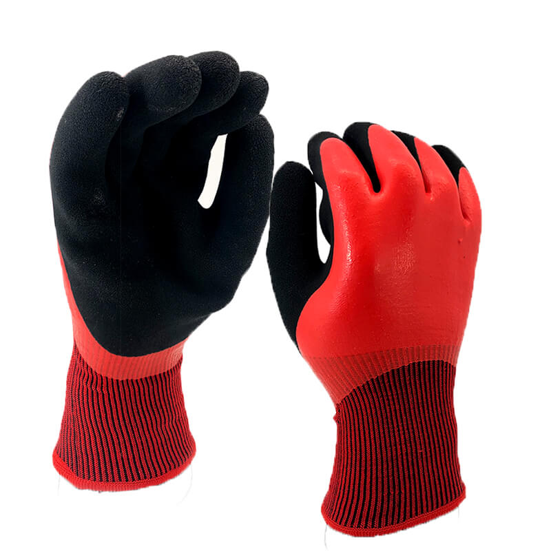 Fleece acrylic latex coated winter glove-NM1359DC-R/BLK