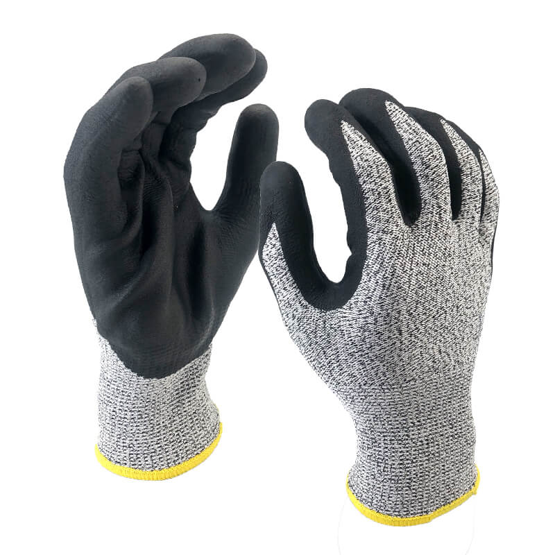 EN388:4X43C Black Foam Nitrile Coated Anti Slip and Cut Resistant Max Flex Gloves- DY1350FRB-BLK