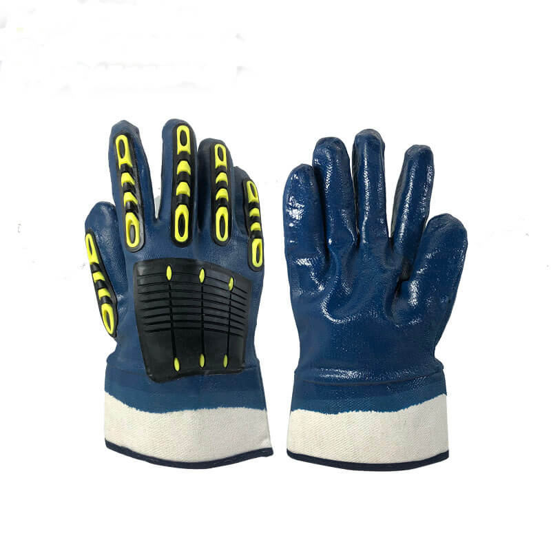 Oil resistant Bule NBR working gloves impact resistant tpr gloves-NBR4530-AC