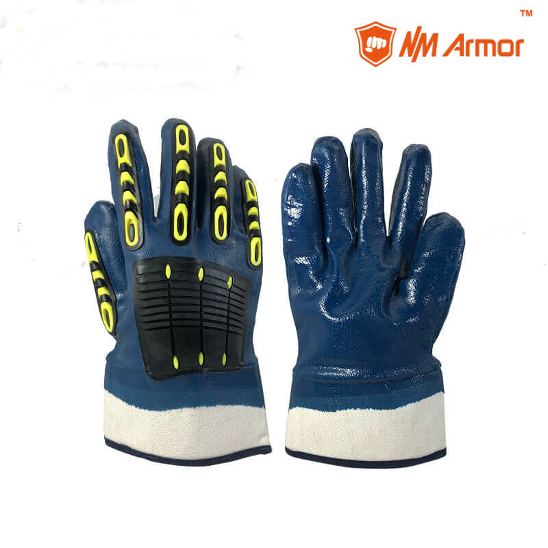 Oil resistant Bule NBR working gloves impact resistant tpr gloves-NBR4530-AC