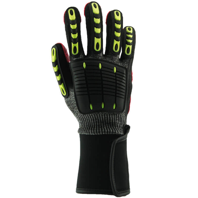 EN388:4544EP Extra long cuff black nitrile coated cut resistant hand oilfield impact gloves-DY1350AC-LC