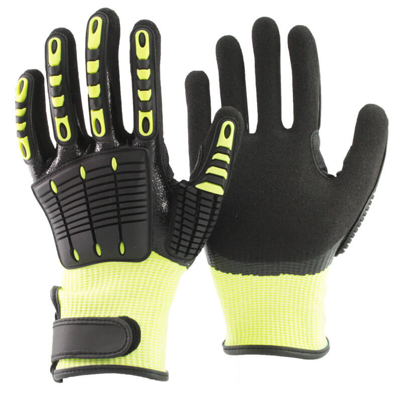 Black nitrile full coated cut resistant hand oilfield impact glove - DY1359DSAC-HY/BLK