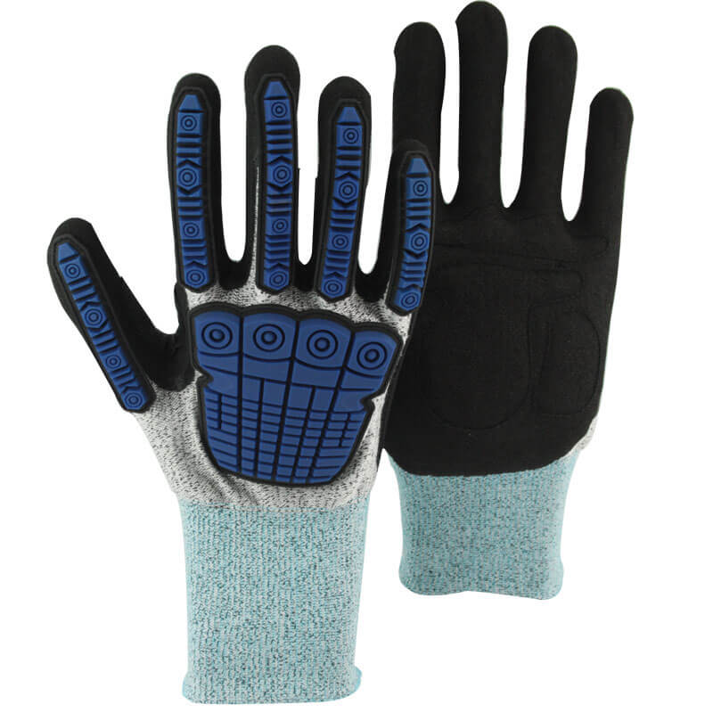 Super strong liner blue anti slip anti cut impact gloves-DY1350-GR/BLK