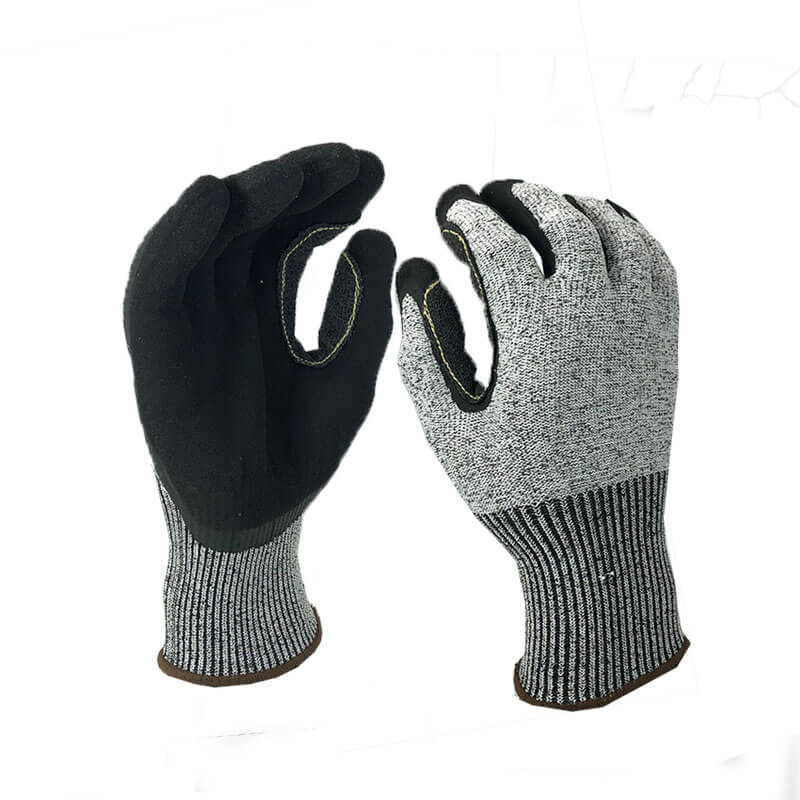 Anti-cut sandy finish nitrile working gloves HPPE cut resistant gloves-DY1350S-KR