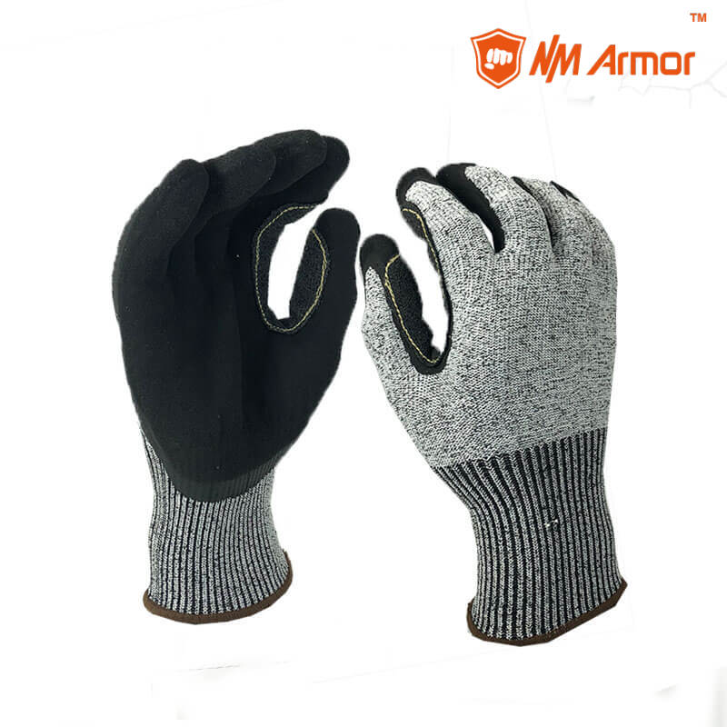 Anti-cut sandy finish nitrile working gloves HPPE cut resistant gloves-DY1350S-KR