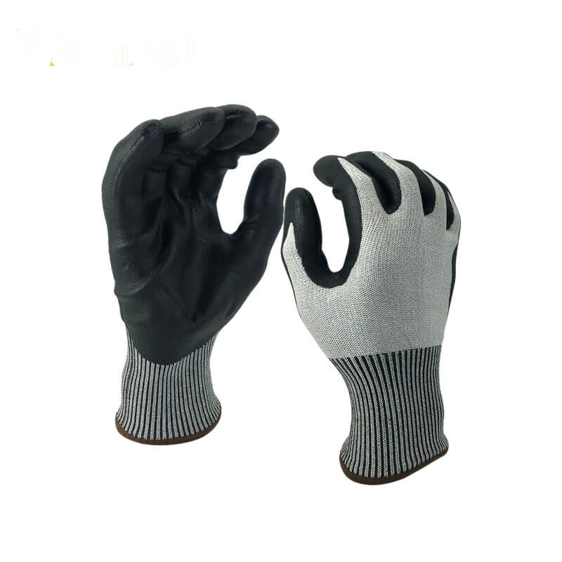 EN388:4X42C nitrile grey work gloves foam nitrile gloves cut gloves-DY1350F-H-A8