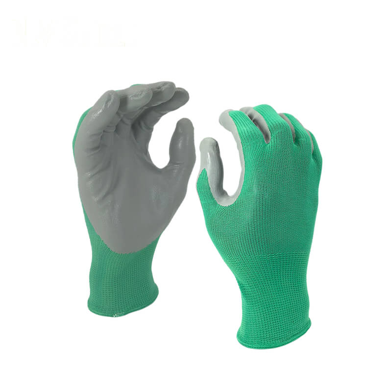 EN388:2016:3121X Polyester nitrile industrial gloves black rubber gloves-NY1350P-GN/GR