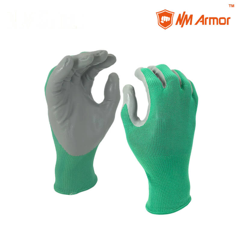 EN388:2016:3121X Polyester nitrile industrial gloves black rubber gloves-NY1350P-GN/GR