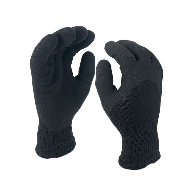 Black sandy finish nitrile gloves NBR gloves winter-NBR1355DS-BLK