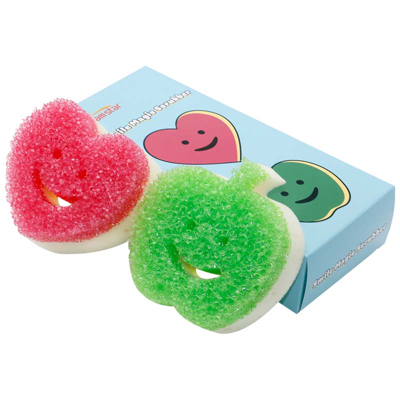 Foamstar New Design Smile Face Scrub Sponges For Dish Washing Scrubbing Sponge FK128